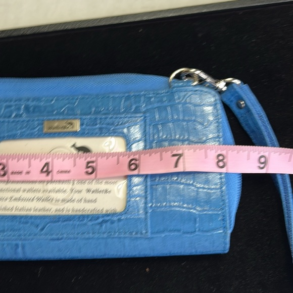 WALLEBE THE ORIGINAL NEW BLUE TEXERD LEATHER ACCORDION STYLE FUNCTIONAL WALLET - Picture 13 of 16